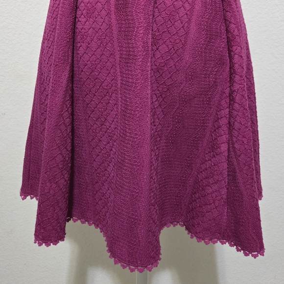 FREE PEOPLE Fit and Flare Lace Skater Dress Magenta Missed Connections Sz 2 - Picture 6 of 16